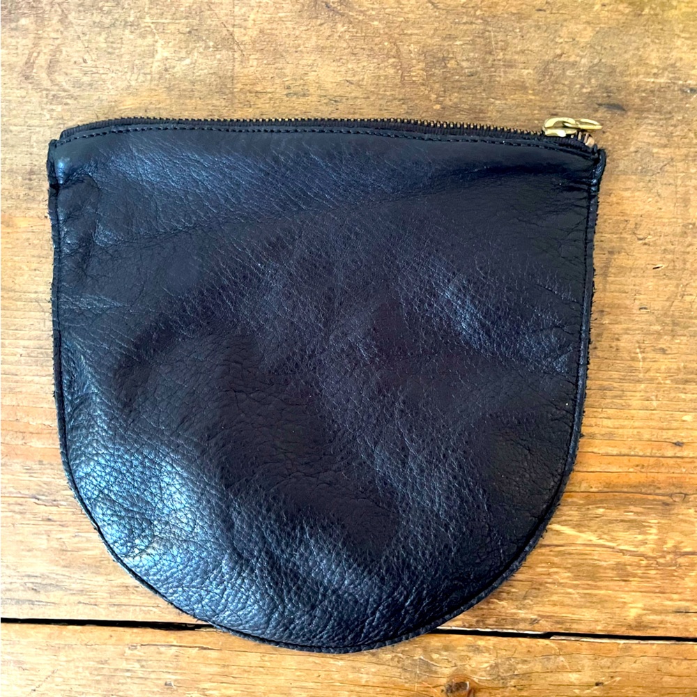 Baggu Large Leather U Pouch in Black